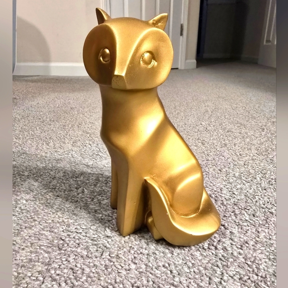 Gold Fox Resin Statue Angular Geometric Abstract Modern